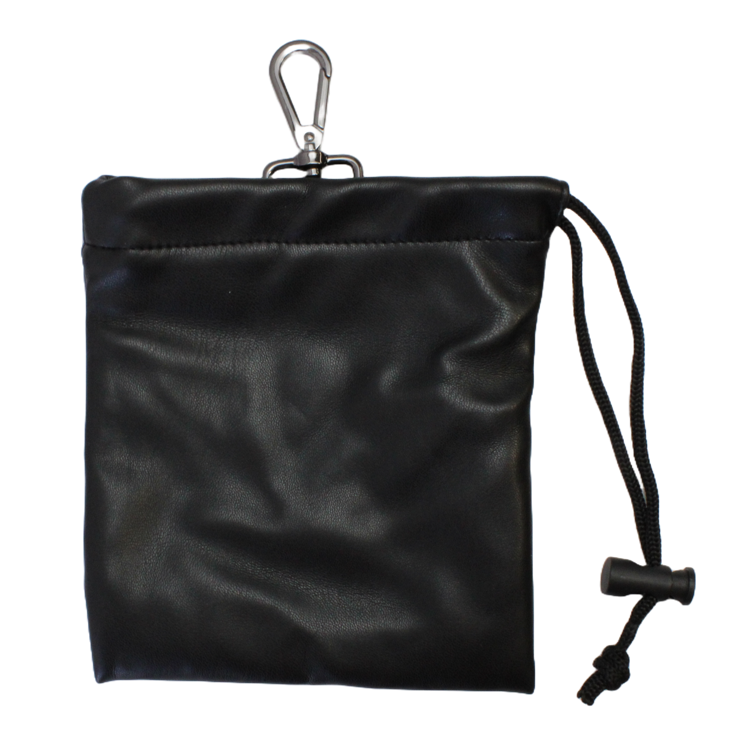 Faux Leather Drawstring Bag - Black