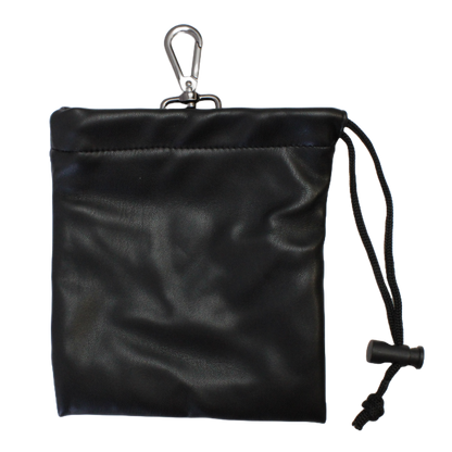 Faux Leather Drawstring Bag - Black