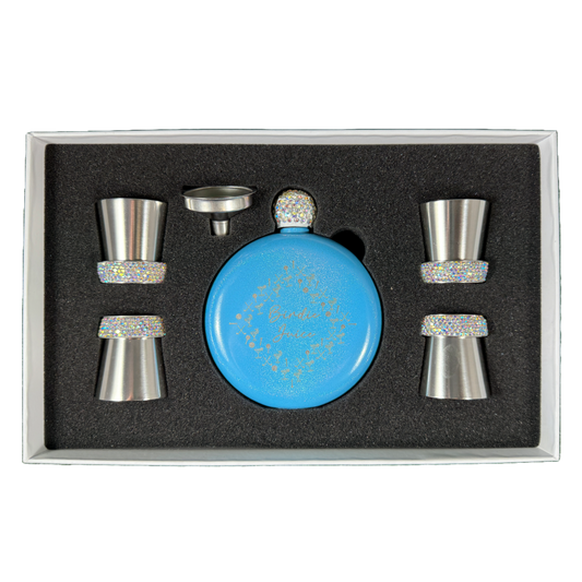 Birdie Juice Flask and Shot Glass Set - Blue