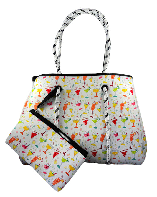 Fashion Tote Bag - Cocktails (White)