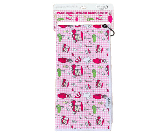 Printed Microfiber Golf Towel - Ladies Day Out (Pink)