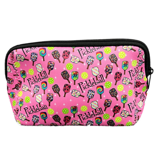 Neoprene Cosmetic Pouch - Pickleball (Pink)