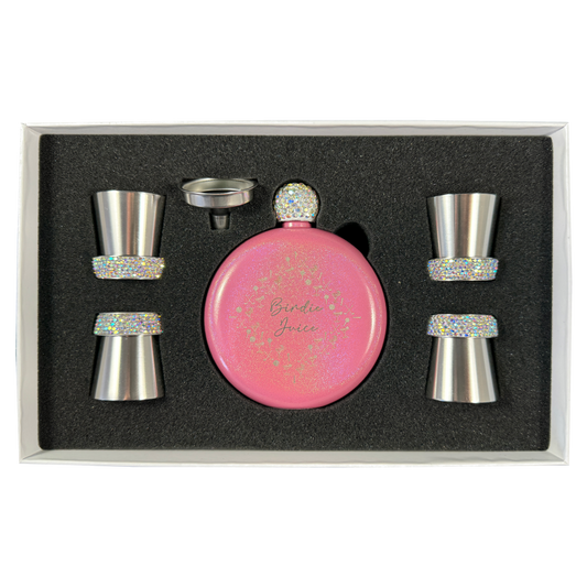 Birdie Juice Flask and Shot Glass Set - Pink