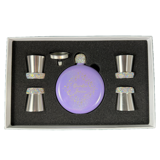 Birdie Juice Flask and Shot Glass Set - Purple