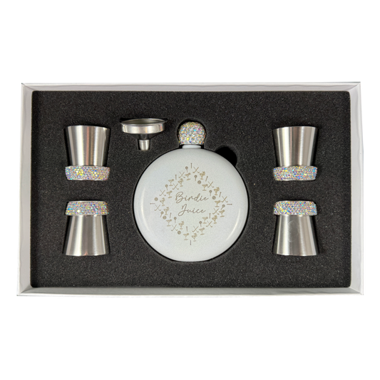 Birdie Juice Flask and Shot Glass Set - White