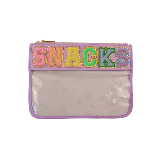 Clear Bag with Embroidered "SNACKS"