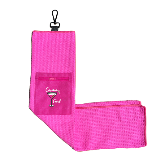 Microfiber Golf Towel w/ Pocket - Pink (Design 11)