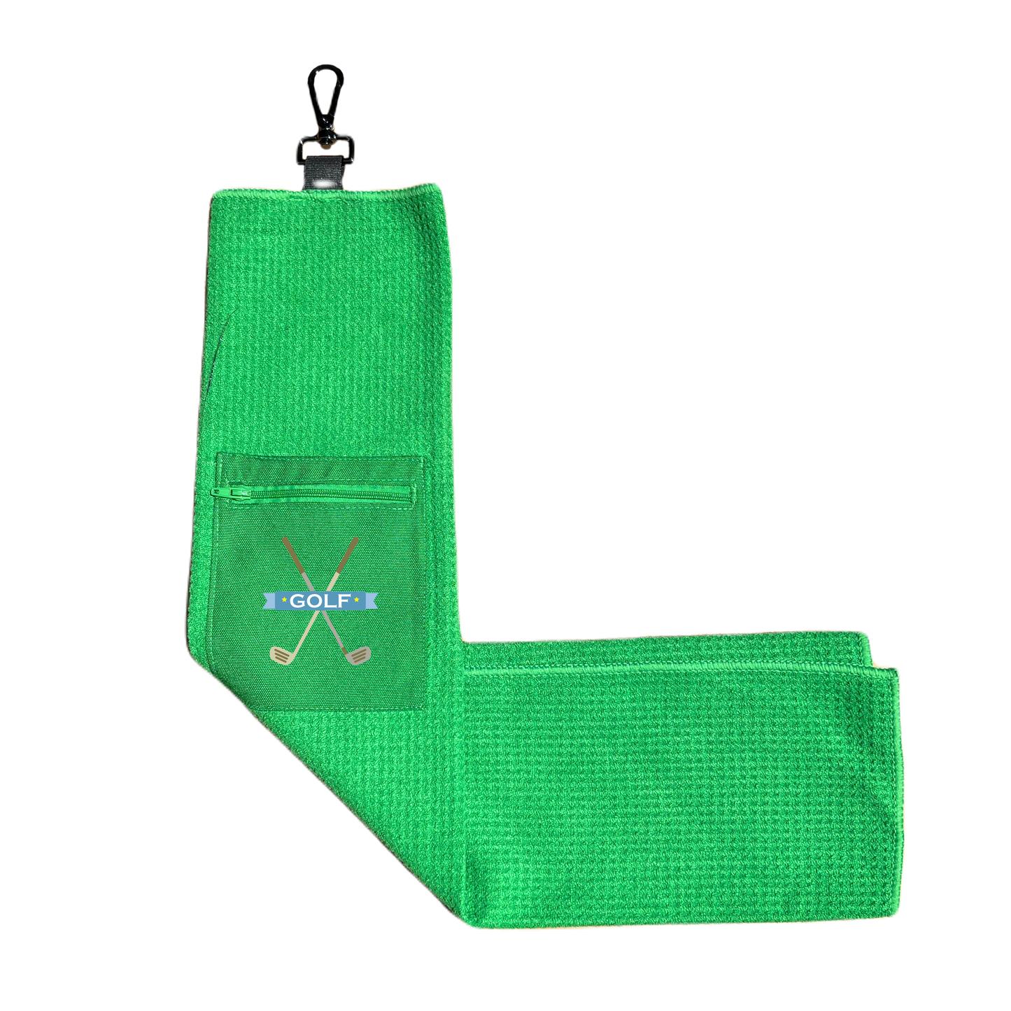 Microfiber Golf Towel w/ Pocket - Green (Design 14)