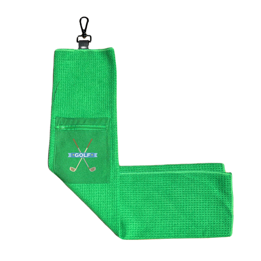 Microfiber Golf Towel w/ Pocket - Green (Design 14)