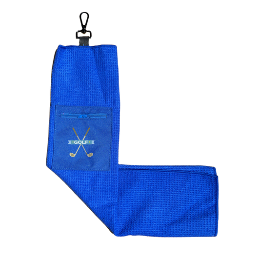 Microfiber Golf Towel w/ Pocket - Blue (Design 14)