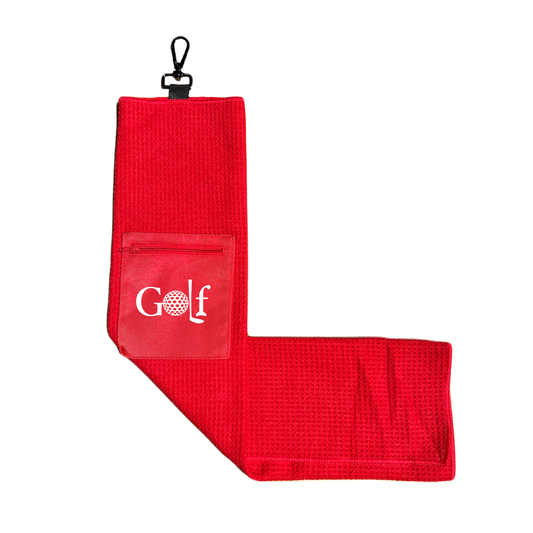 Microfiber Golf Towel w/ Pocket - Red (Design 15)