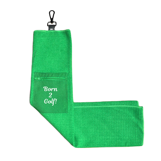 Microfiber Golf Towel w/ Pocket - Green (Design 2)