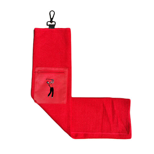 Microfiber Golf Towel w/ Pocket - Red (Design 21)