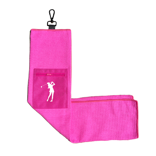 Microfiber Golf Towel w/ Pocket - Pink (Design 23)