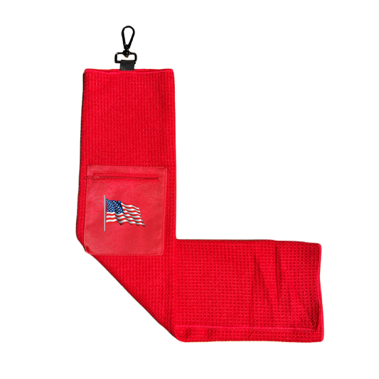 Microfiber Golf Towel w/ Pocket - Red (Design 27)