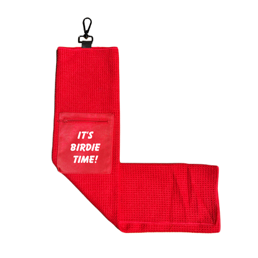 Microfiber Golf Towel w/ Pocket - Red (Design 3)