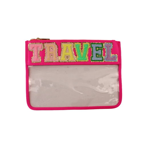 Clear Bag with Embroidered "TRAVEL"