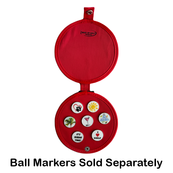 Personalized Ball Marker Storage Holder - Red